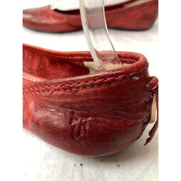Frye Regina Deep Red Pointed Toe Flats Size 7 Rubber Sole Comfort Padded Insole - Picture 10 of 14